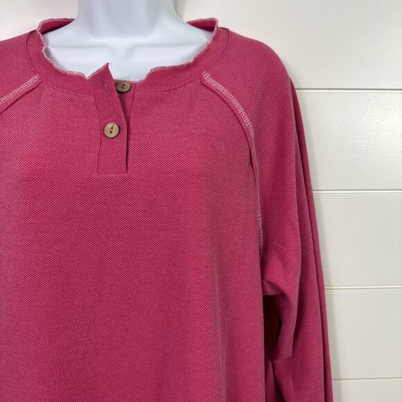 Sunshine & Rodeos Accent Buttons Lightweight Knit Sweater Vivid Pink sz XL - Picture 3 of 8